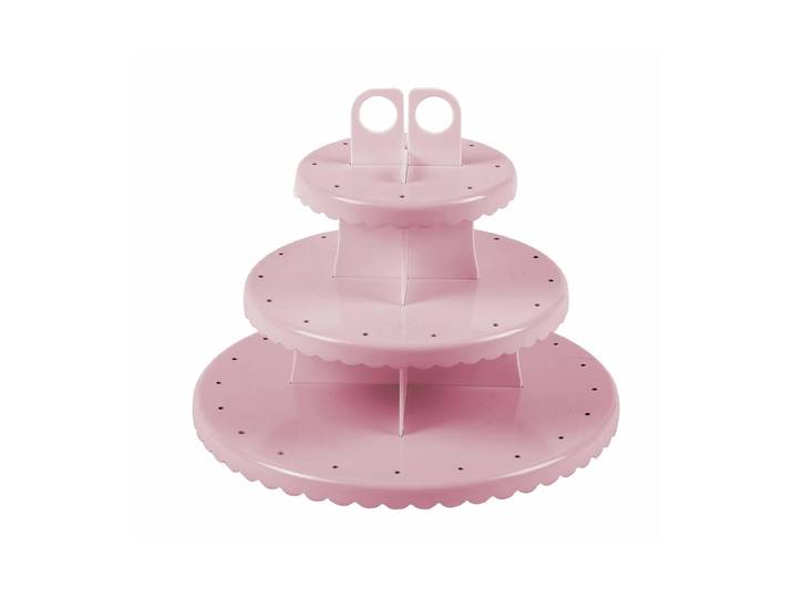 Etagere Ibili CakePops & Cupcak , rosa, H:24cm Ø:30cm, Kunststoff, Servierplatten, Etagere