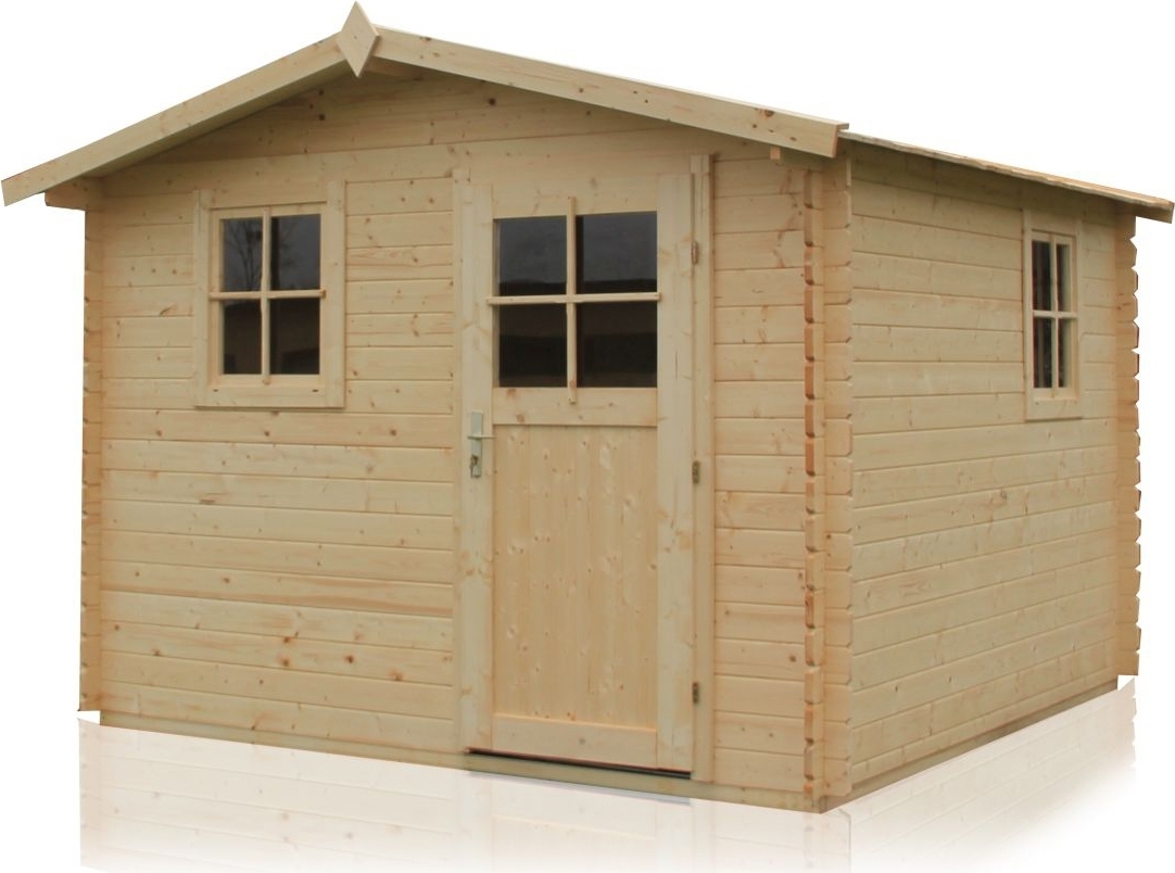 Gartenhaus 3,16 x 3,16 Meter (inkl. Dach) | Naturbelassen | Satteldach | 28 mm Blockbohlen