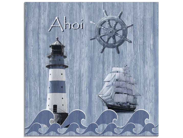 Glasbild ARTLAND Ahoi im maritimen Blau , blau (farbe bild(er): blau), B:20cm H:20cm, Bilder, Glasbild, in verschiedenen Grössen