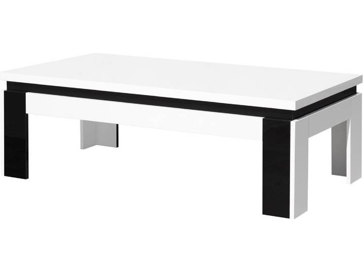Table basse LINA blanche et noire brillante – 125 x 42 x 65 cm