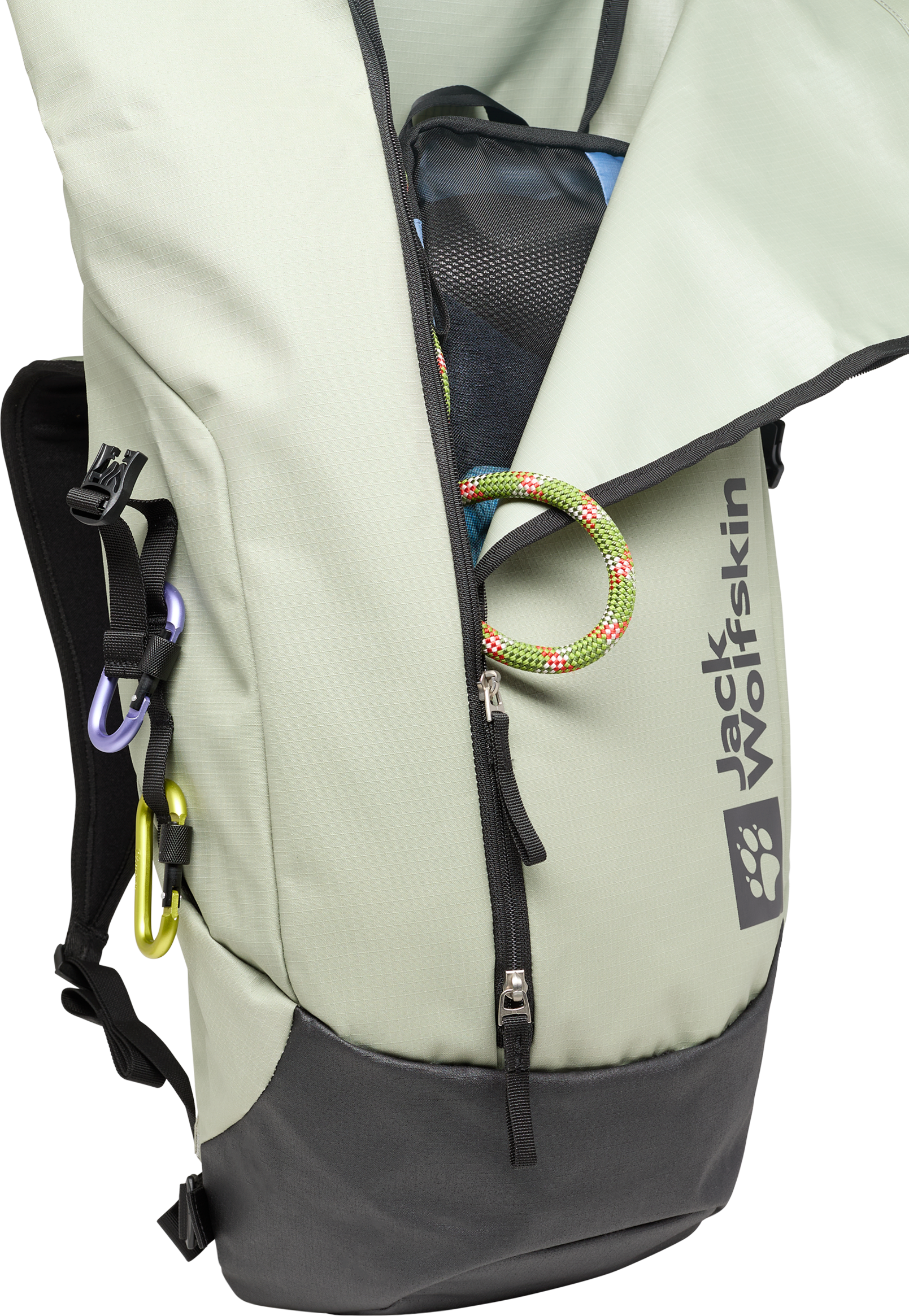 Alpinrucksack JACK WOLFSKIN "ALL-IN 30 PACK", grün (mint leaf), Rucksäcke, Obermaterial: 100% Polyester, Alpinrucksack, mit Rolltop-Öffnung, abnehmbarer Hüftgurt