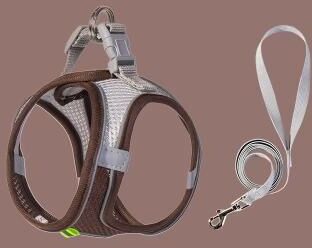 Discount Dollar Deals Adjustable Puppy Harness Set, Dog Accessories, French Bulldog, Chihuahua, Pet Leash, Dog Collar, Cat Harness Vest coffee s