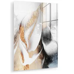 ACRYLGLASBILD Luxus - Abstrakt - Gold - Weiß 60x80 cm