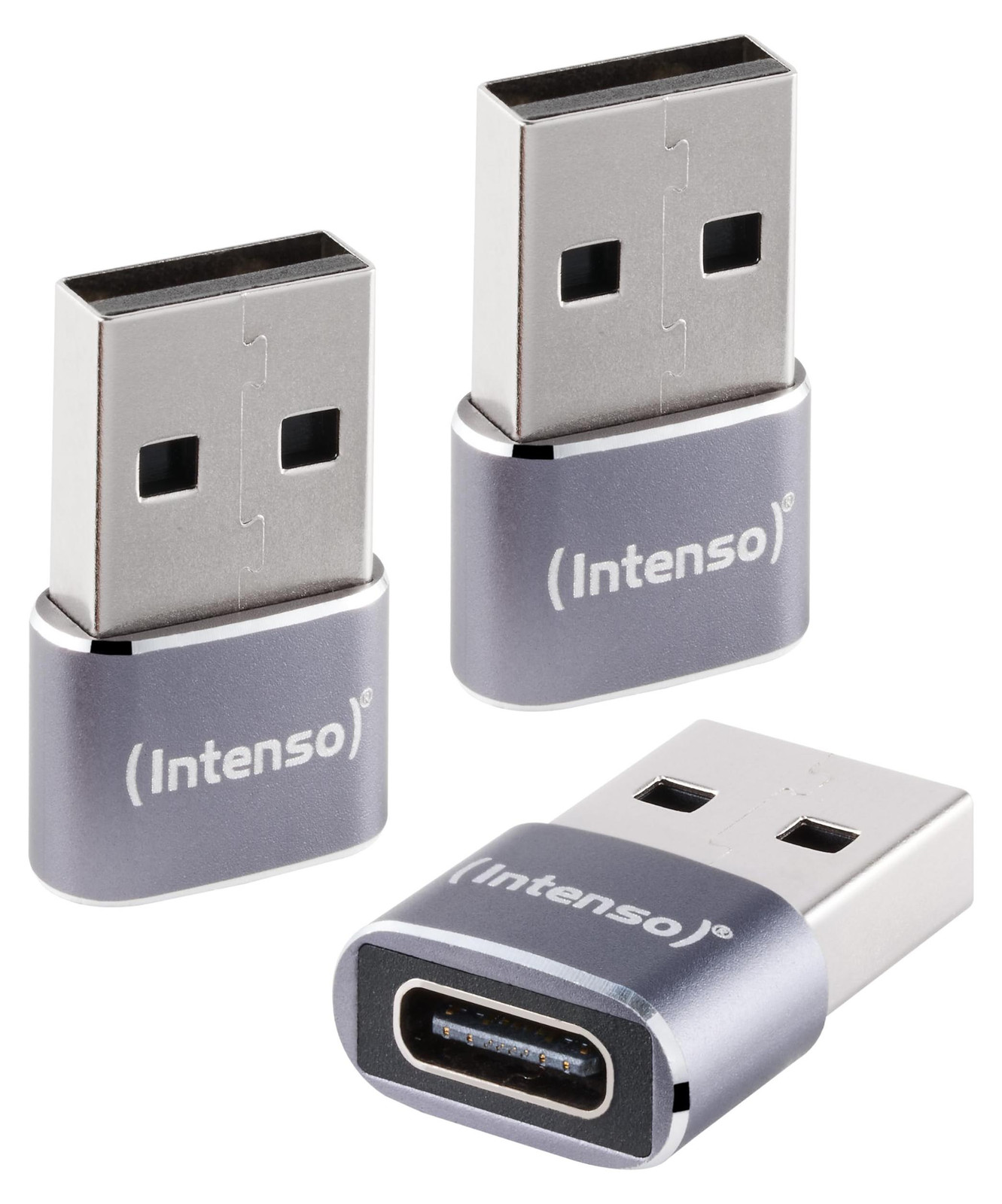 Intenso 3-pack USB-C naar USB-A adapter C480A Aluminium