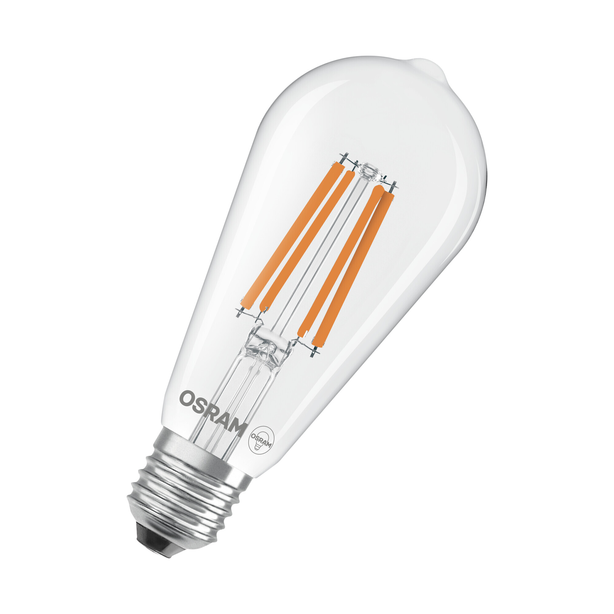 OSRAM LED-Lampe in klassischer Globeform, mit dekorativem LED-Filament im Frosted Design, , E27, 7.2 W, 1521 lm, 2700 K, warmweiß. Ohne Aufwärmen, sofort 100 % Licht.