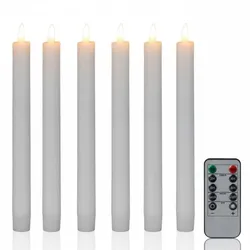 Relaxdays LED Stabkerzen mit Timer 6er Set Weiß