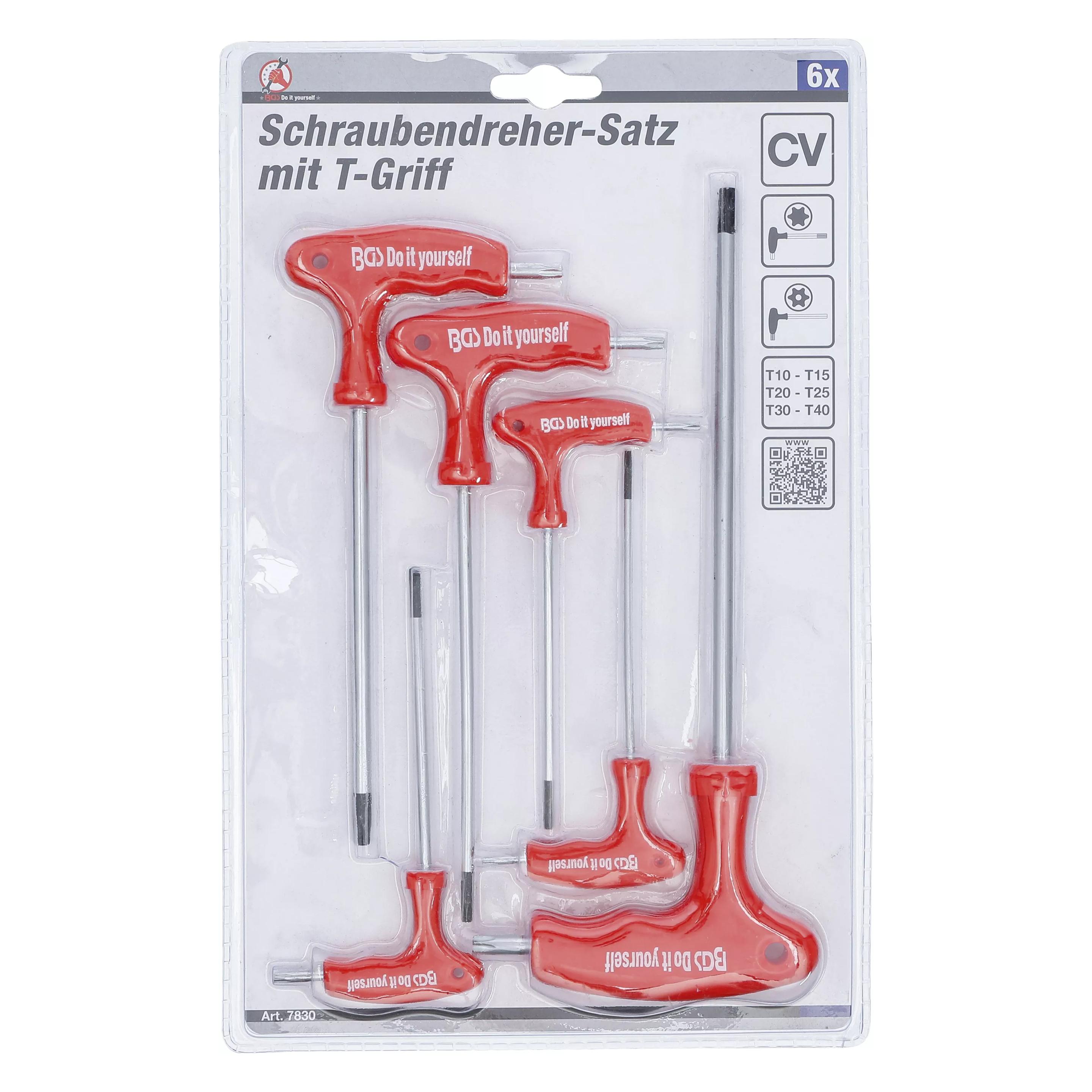 BGS Schraubendreher-Satz mit T-Griff und seitlicher Klinge T10 - T40 6-tlg. (7830)
