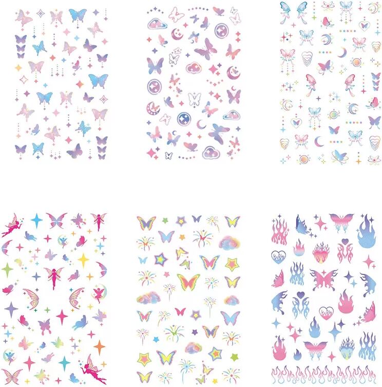 INF Autocollants d'art d'ongle de paillettes - paquet de 6 model 2