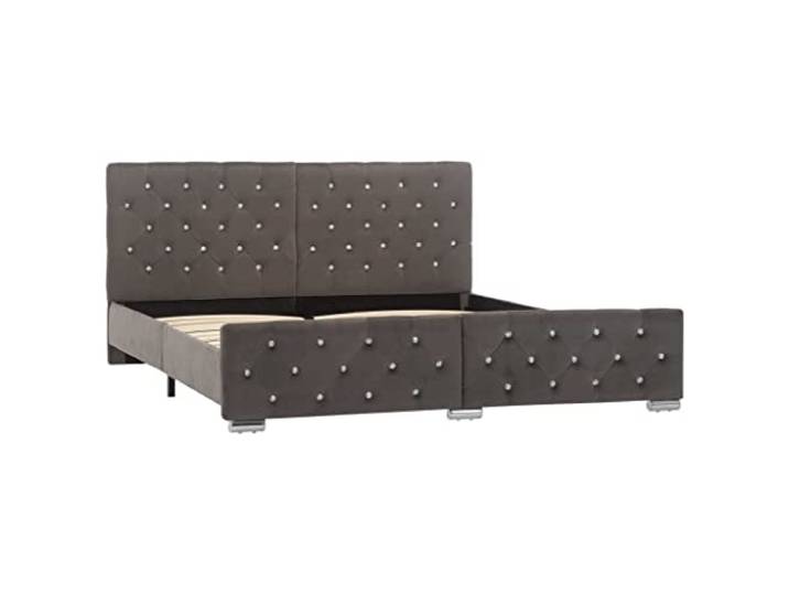 vidaXL Polsterbett Klassisch Bett Doppelbett Stoffbett Ehebett Schlafzimmerbett Bettgestell Bettrahmen Lattenrost Grau Samt 160x200cm
