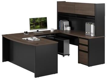 Bestar Connexion 72W U-Shaped Executive Desk with Pedestal and Hutch