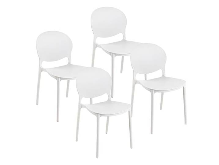 Baroni Home Set 4 Stühle aus weißem Kunststoff – Stapelbar, ohne Montage, leicht zu reinigen, mit rutschfesten Gummifüßen, für Küche, Wohnzimmer, Esszimmer, 46x50x80 cm