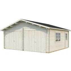 Palmako Garage Roger 28,4 m2 - 44 mm - mit Holztoren naturbelassen