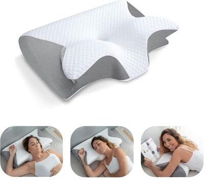 Youfap Market Ergonomic Contoured Neck Pillow, Memory Foam Cervical Support For Neck Pain Relief black