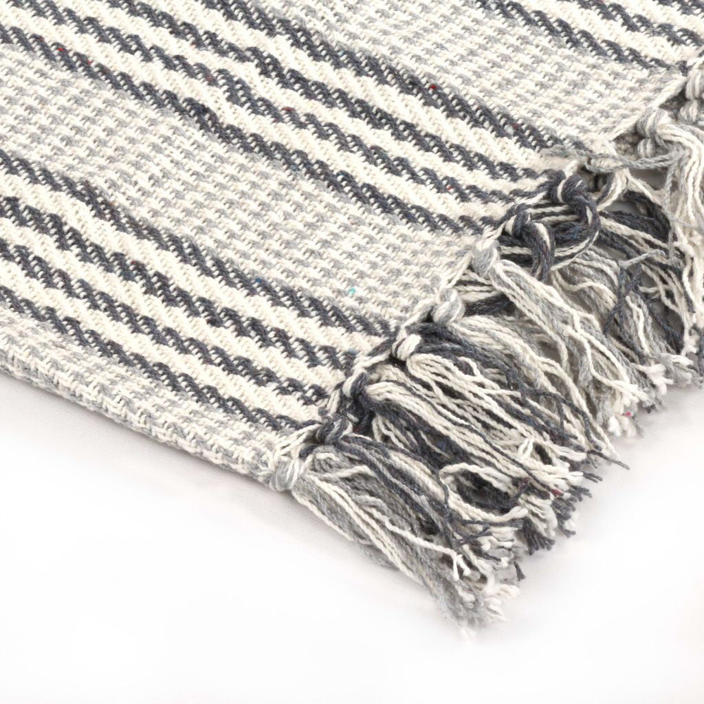 Alpen Home Kennedi Striped Knitted Blanket with Fringe Grey W220 x L250cm