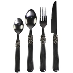 Chic Antique Linas Besteck mit Silber Deko, 4-teilig, antik schwarz
