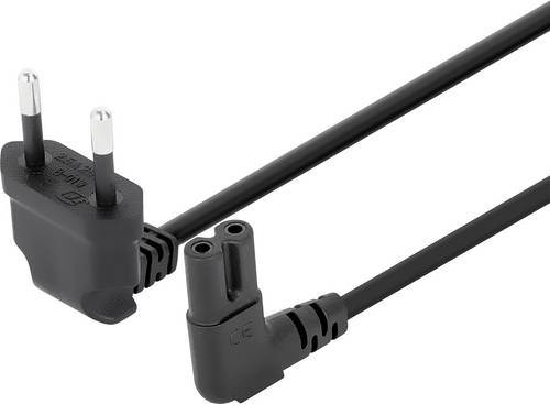 Manhattan Strom Anschlusskabel [1x Euro-Stecker - 1x Kleingeräte-Buchse C7] 2m Schwarz