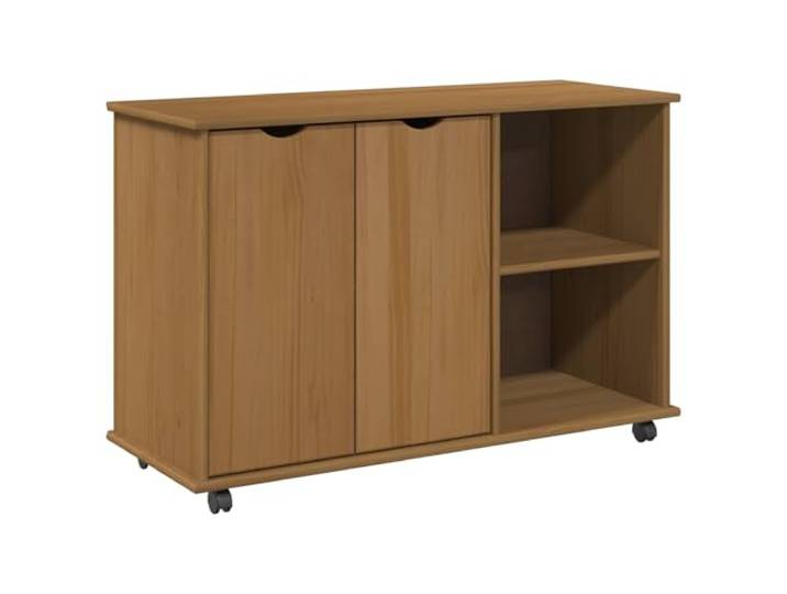 KUPTYERFG Rollschrank Massivholz Kiefer 100x39x65,5 cm Honigbraun Vielseitiger Beistellwagen aus Kiefernholz mit Schubladen und Regalen für Arbeitszimmer, Schlafzimmer sowie Home Office.