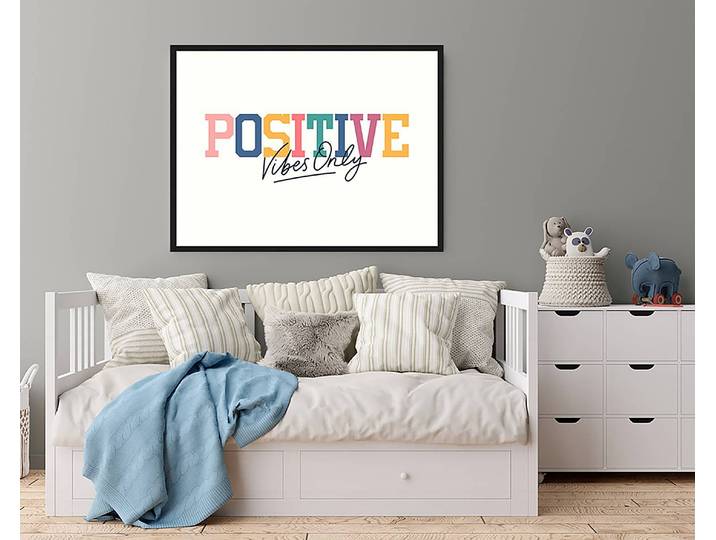 Tableau déco Positive Vibes Only 63 x 83cm Multicolore