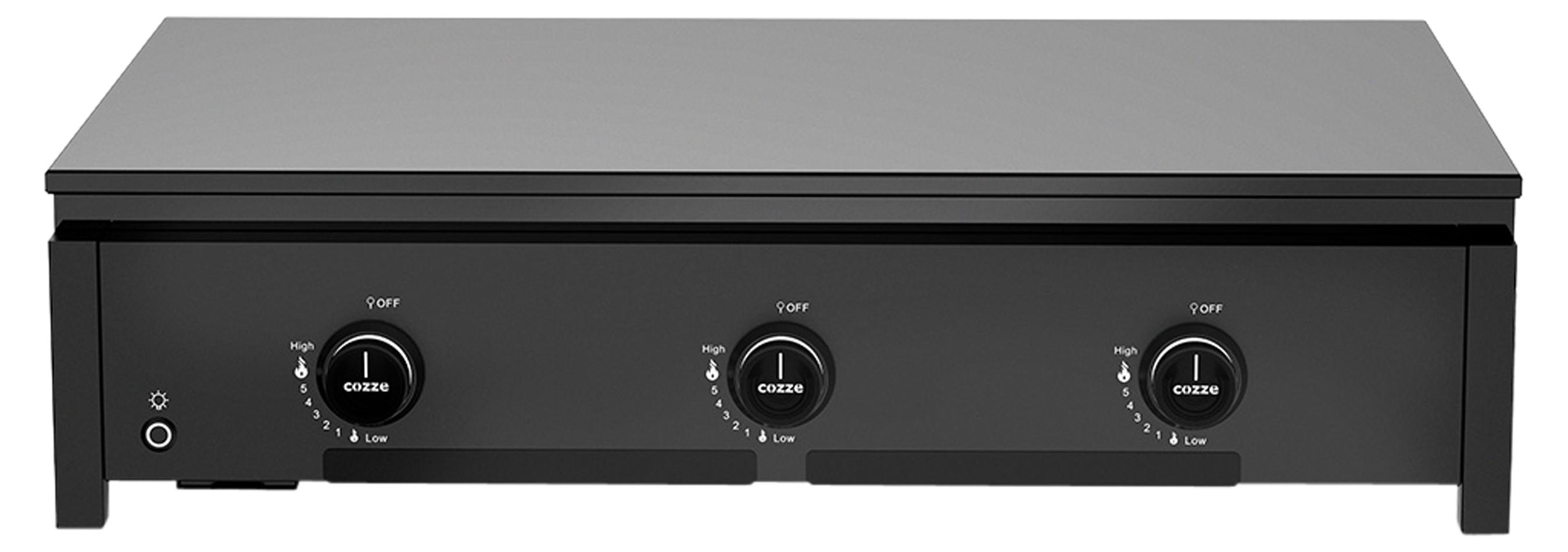 Cozze Gas-Grill Combo 900, Grillrost / Plancha, Temperatur bis 800°C, Gerätemaße 90 x 64 x 22 cm, Gusseisen / Edelstahl / Stahl, schwarz