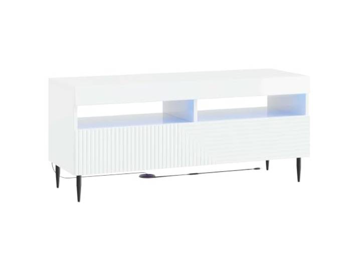 GKHPYURE TV-Schrank LED weiß glänzend aus technischem Holz Technisches Holz, feuchtigkeitsbeständig, flexible LED-Leuchten, platzsparendes Design, reversible Türen, Inneneinsatz