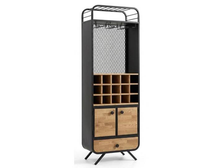 JVmoebel Buffetaufsatz Elegantes Rustikales Holz Metall Weinregal Fächer Flaschen Gläser, Made in Europa