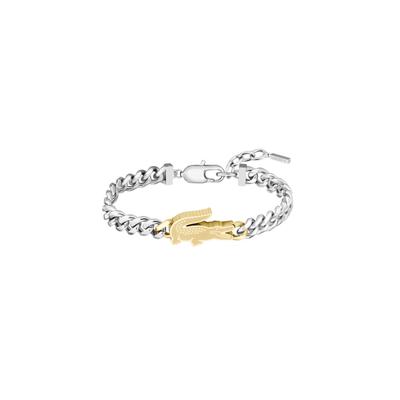 Armkette LACOSTE "ARTHOR", silber (edelstahlfarben, gelbgoldfarben), Armbänder, Damen, 21,5cm, Edelstahl, Armkette