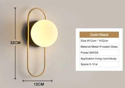 Inspired Living Modern Black Gold LED Wall Sconce With G9 Bulb Luxury Bedroom & Living Room Accent Lighting a Black Gold 9w cool White