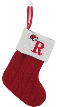Inspired Living Cozy Knitted Mini Christmas Stocking With AZ Letter, Snowflake Design & Hanging Loop r