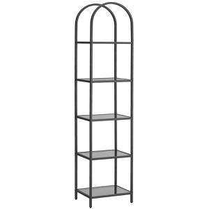 Vasagle Bücherregal LGT501G01, schwarz, aus Metall / Glas, 5 Ebenen, 40 x 183,5 x 30,2cm