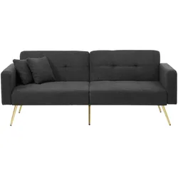 OKWISH Schlafsofa, mit Lammwolloberfläche, verstellbar, mit vergoldeten Beinen, praktischen Seitentaschen, für Gästeübernachtungen, Antikgrau, 175x64x74 cm