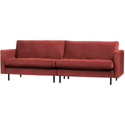 Sofa Rodeo Classic aus Samt, modern und elegant, 3-Sitzer in Kastanien-Rot, weiche Polsterung