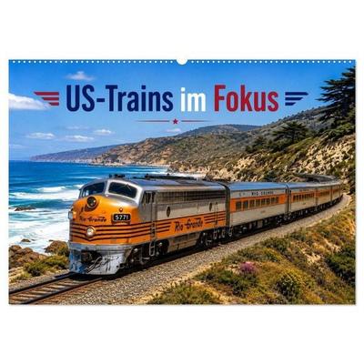 US-Trains im Fokus (Wandkalender 2027 DIN A2 quer), CALVENDO Monatskalender