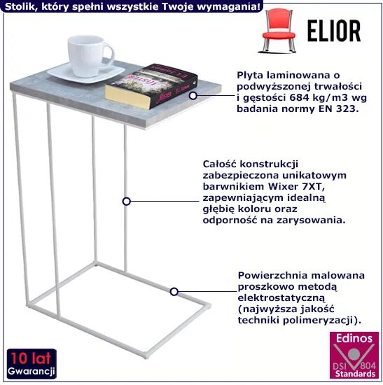 Edinos Druciany stolik pomocniczy biały + beton F8-Z91
