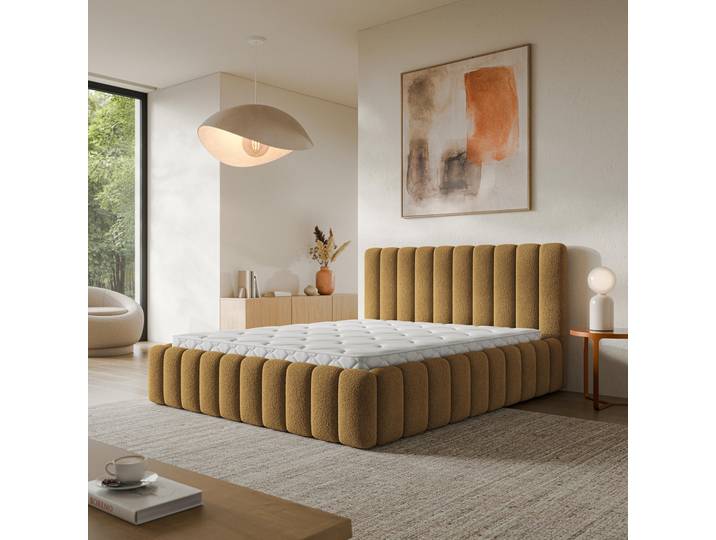 Masseno Polsterbett TEBA 140x200 cm, Polsterbett mit Bettkästen -Orange, QUELLE 17