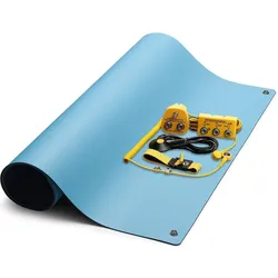 Safeguard, Zubehör Arbeitsschutz, ESD-Tischmatten Set S ProPlus, blau, 600 x 600 mm, 6-teilig, inkl. Erdungspunkt (Statikschutz)