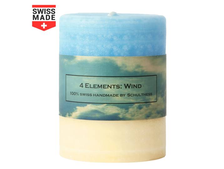 Handgefertigte Stumpenkerze, 70 x 120 mm, stimmungsvolles Licht, aus 100% Paraffin, Wind