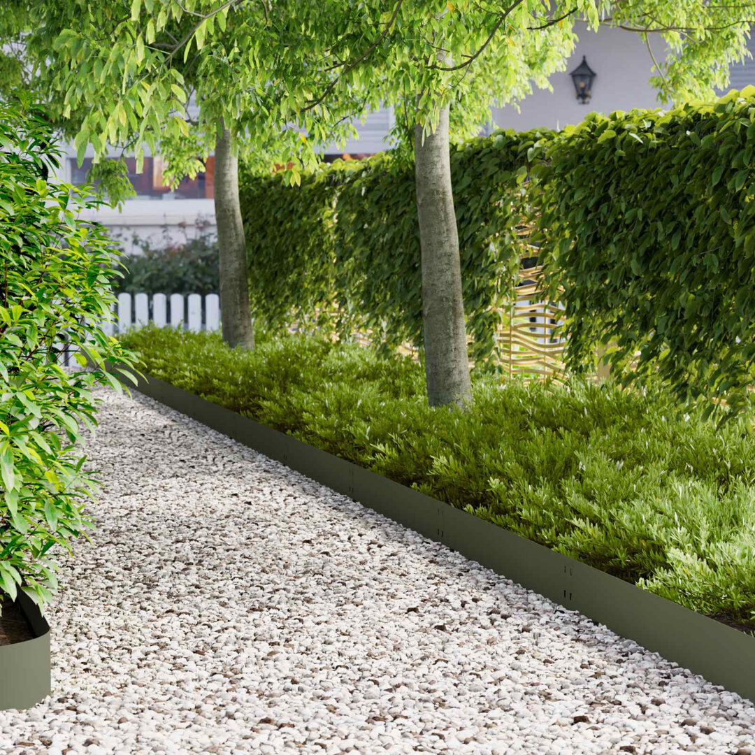 vidaXL 100cm W Steel Lawn Edging Olive Green 20cm H x 100cm W
