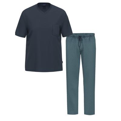 Pyjama AMMANN "Herren T-Shirt, lange Hose Night & Relax", Herren, Gr. XXXL, blau (dunkelblau), Homewear-Sets Pyjama