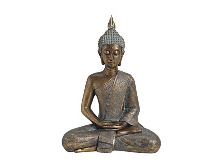 Buddha sitzend Gold 43 cm, Buddha Figuren Deko, Buddha Figuren Garten, Buddha Figuren Dekoration, Buddha Figuren Braun,