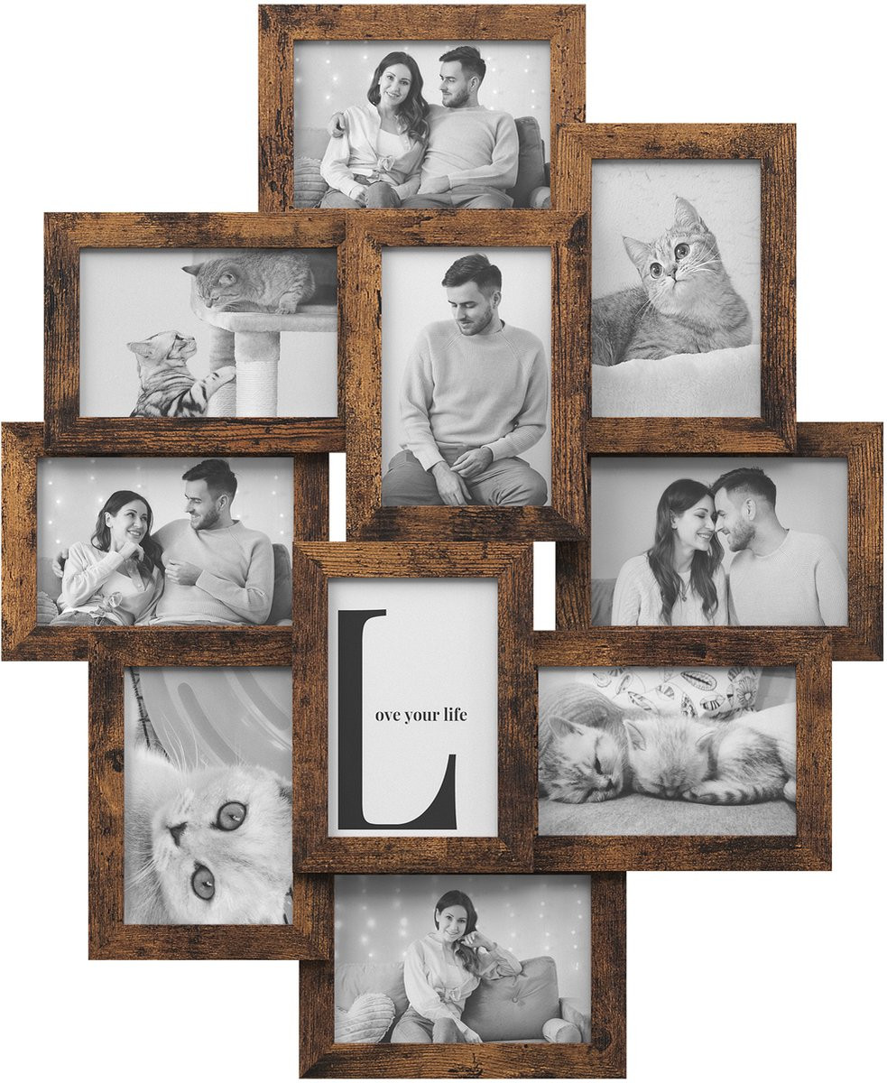 Songmics Fotolijst voor 10 foto's van 10 x 15 cm, gemaakt van MDF