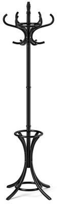 Costway Wood Standing Hat Coat Rack with Umbrella Stand-Black
