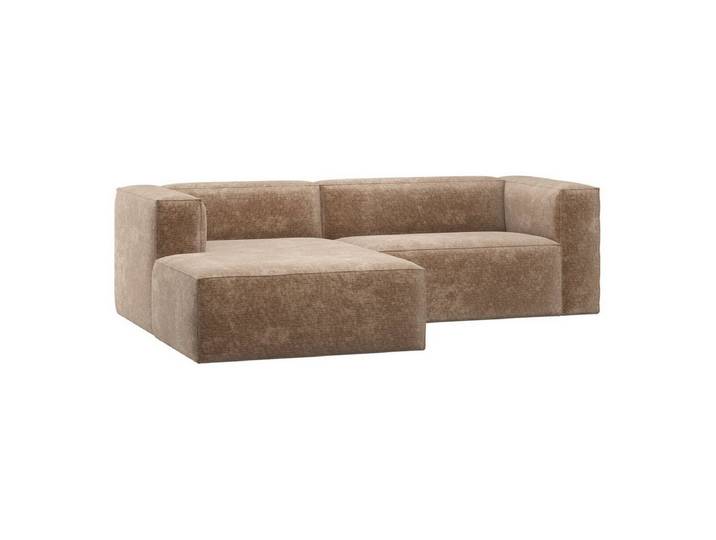 WOOOD Ecksofa Chaiselongue Bean - Chenille-Samt Taupe, Links, Elegantes Design mit hohem Sitzkomfort