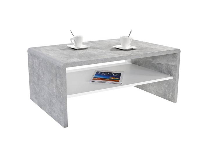 Couchtisch mit Ablagefach Cala Luna, Betonoptik/Weiß