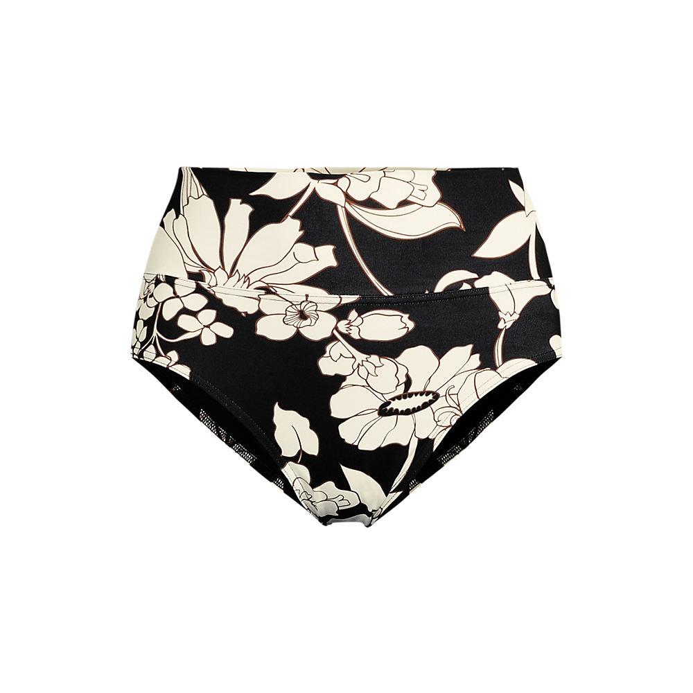 Bikinihose zum Umschlagen, High Waist, für Damen, Damen, size: regular, Schwarz, Nylon-Mischung, by Lands' End