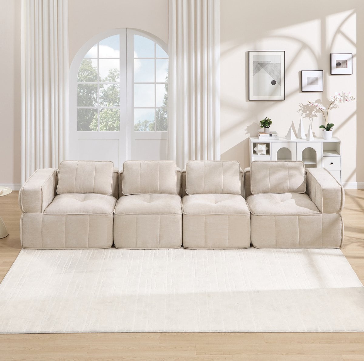 MODFU Modulaire Zitbank - 4-Zits - Beige - Polyester