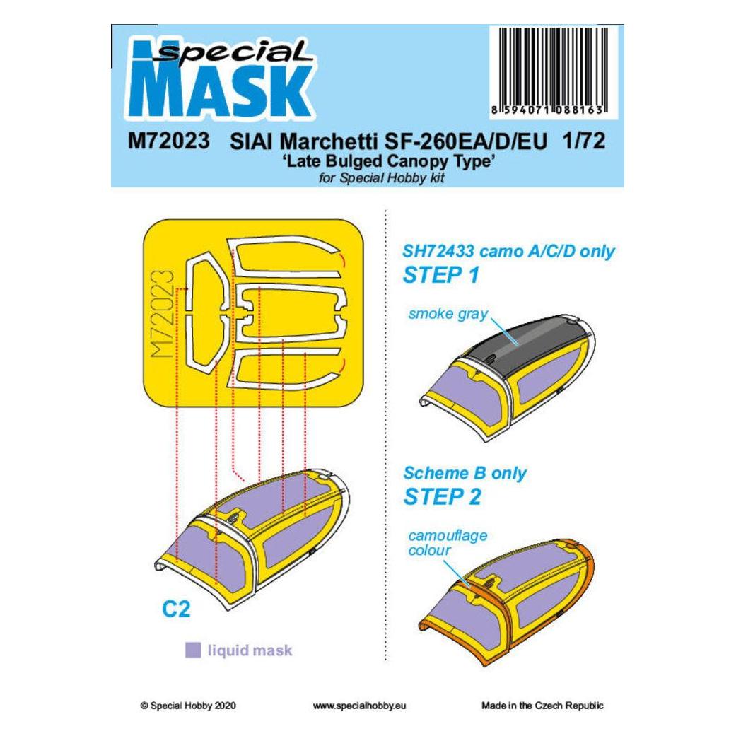 Special Hobby SIAI-Marchetti SF-260EA/D/EU Late Bulged Canopy Type Mask (100-M72023)
