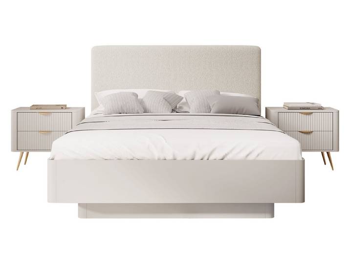 MIRJAN24 Schlafzimmer-Set Lante V, (3er-Set, Bett, 2x Nachttisch), Metallrahmen und zwei Gasdruckfedern, 160x200 cm
