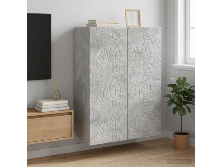 GPWERSDF Wandschrank 66 x 34,5 x 90 cm aus Holzwerkstoff in Betongrau Wandmontage, 90° Pendeltüren, Holzbretter, pflegeleicht, Betongrau