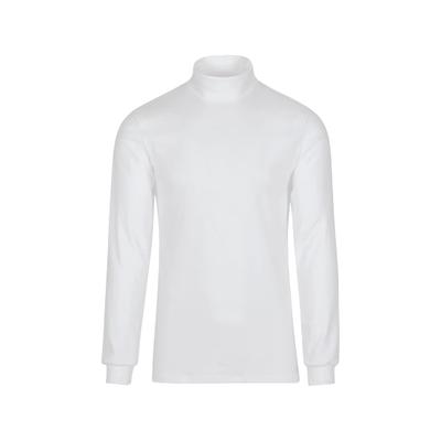 Rollkragenshirt TRIGEMA "TRIGEMA Langarm Ski- und Sport-Rollkragenpullover", Jungen, Gr. XS, weiß, Feinripp, 100% Baumwolle (Bio-Baumwolle kbA), Basic, normal, ohne Ausschnitt, Shirts