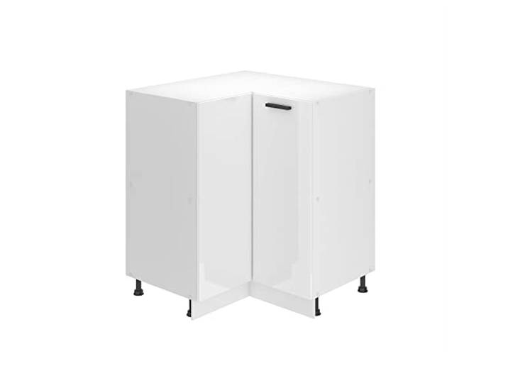 Belini Eckschrank SNP 90 cm, ohne Arbeitsplatte, Weiß Hochglanz Unterschrank Küche, Küchenunterschrank Breite, Eckschrank mit 1 Tür